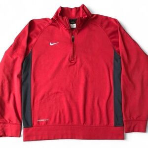 Nike Therma-FIT Red Zip Up Sweatshirt Athletic Pullover Men’s Size Large